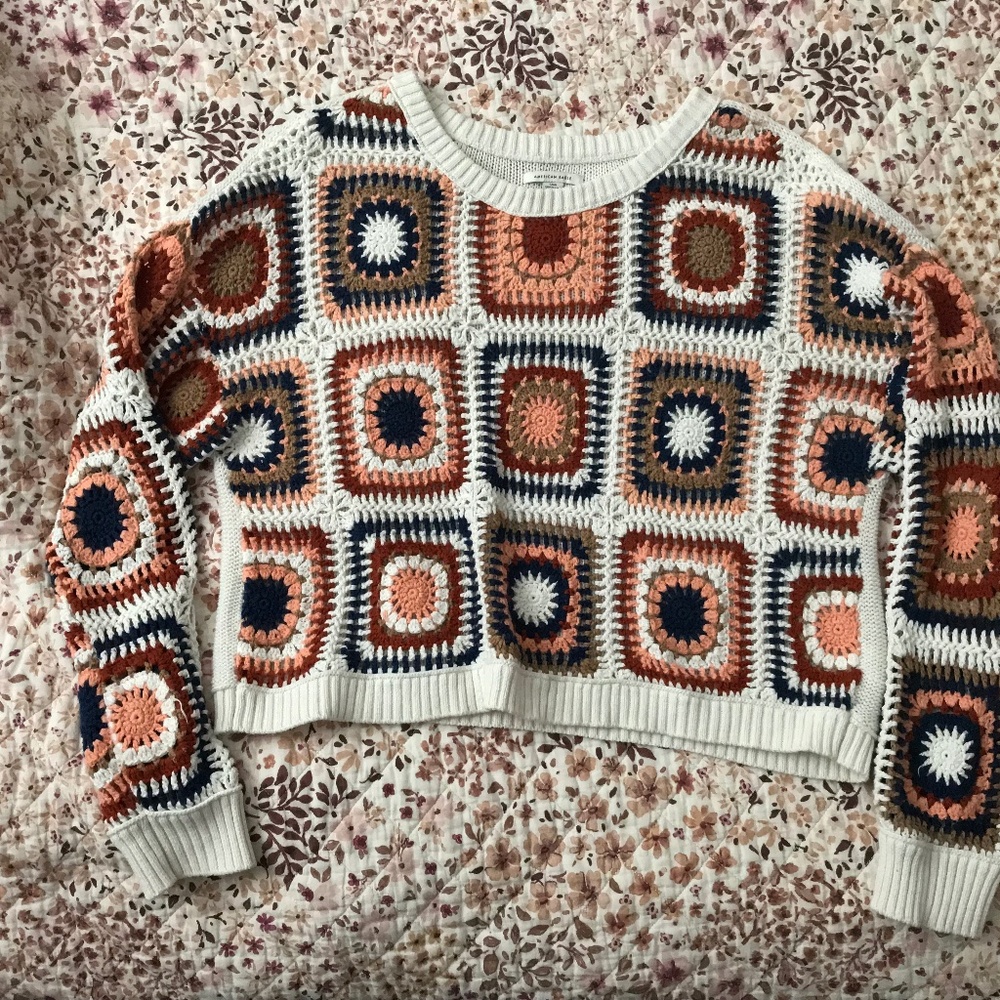 Crochet granny square sweater